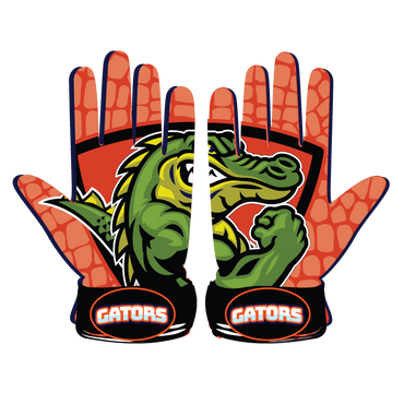 Gator Pond 1.0 Glove with gator design, leather front, neoprene cuff, flexible spandex back, and reinforced stitching for durability and shock absorption