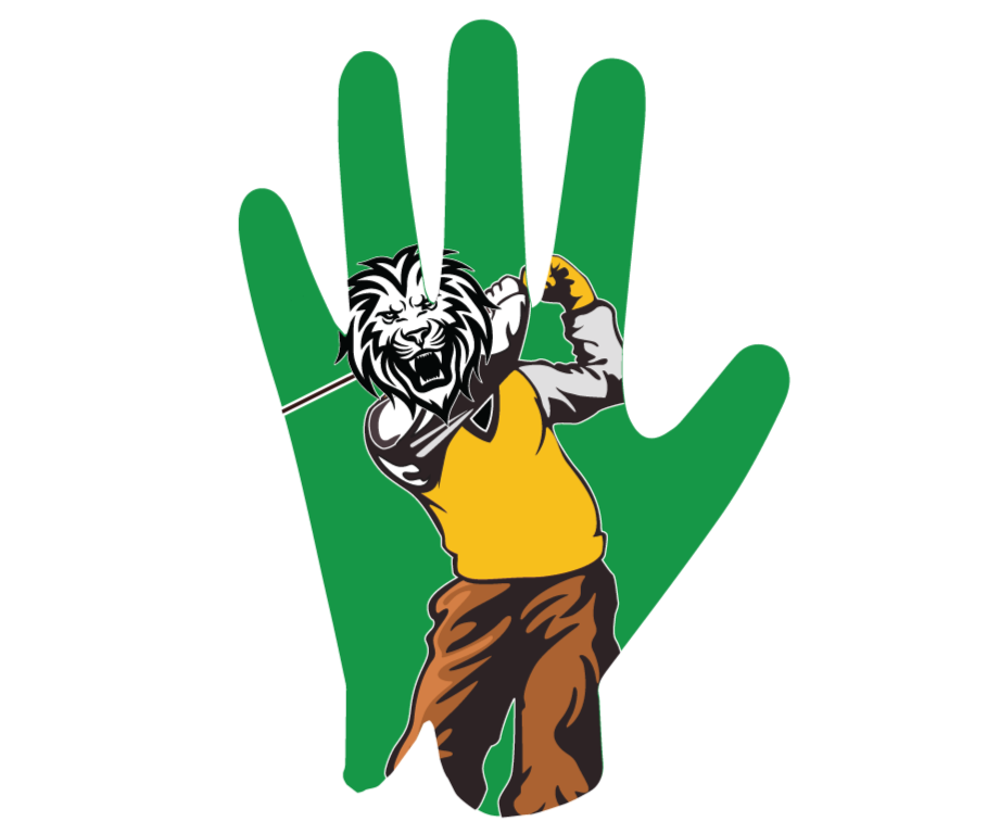 Black Lion golfer glove with leather front, sublimation back, elastic strap, and inverse stitching for enhanced grip and style