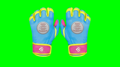 South Charlotte Teal custom sports gloves with leather front and breathable lycra back