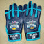 Carolina Batties custom football gloves with leather front, neoprene cuff, and sublimation back for durability and flexibility