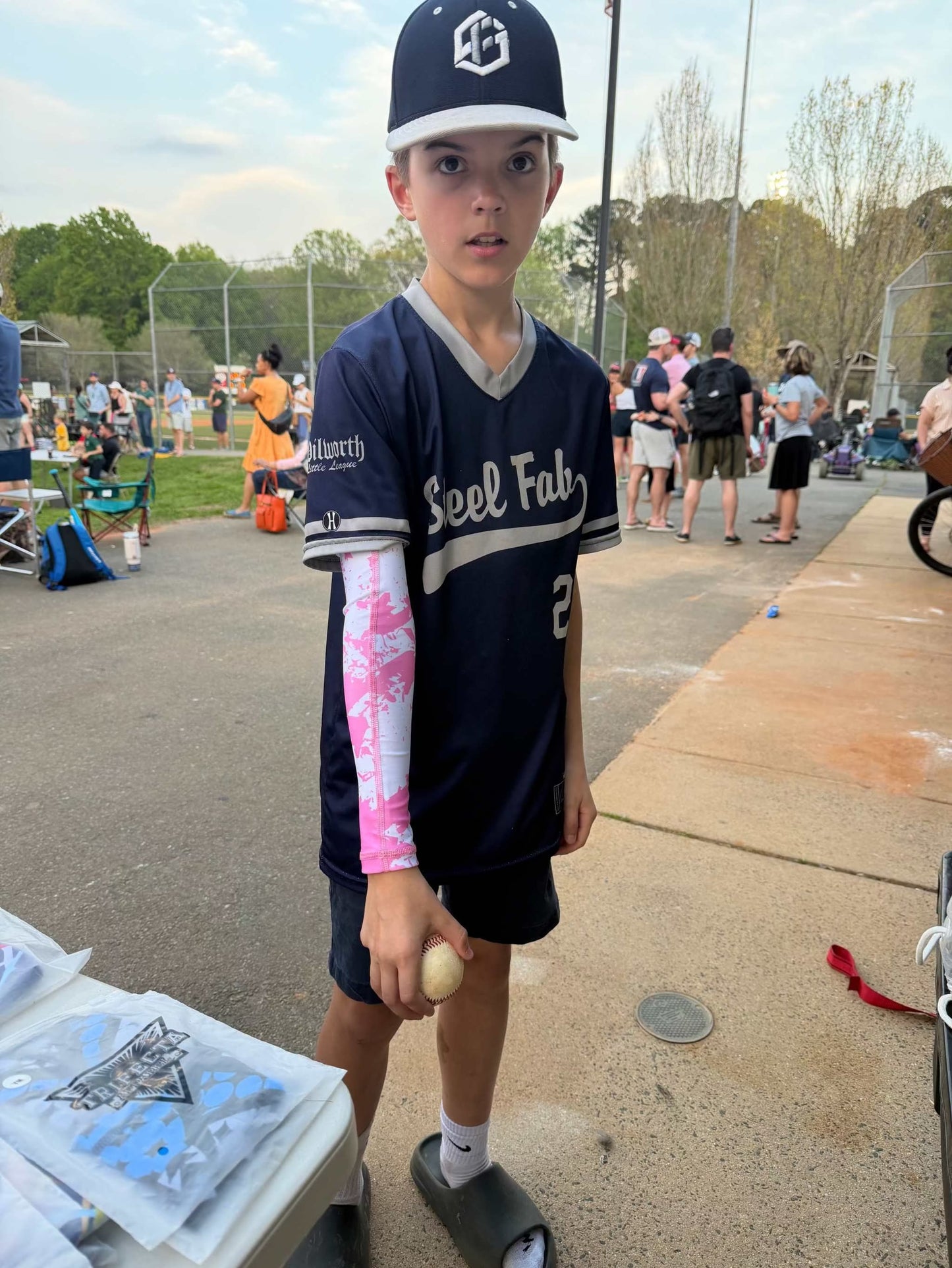 Cotton Candy Razor sublimation arm sleeves with vibrant design, UV protection, and moisture-wicking performance