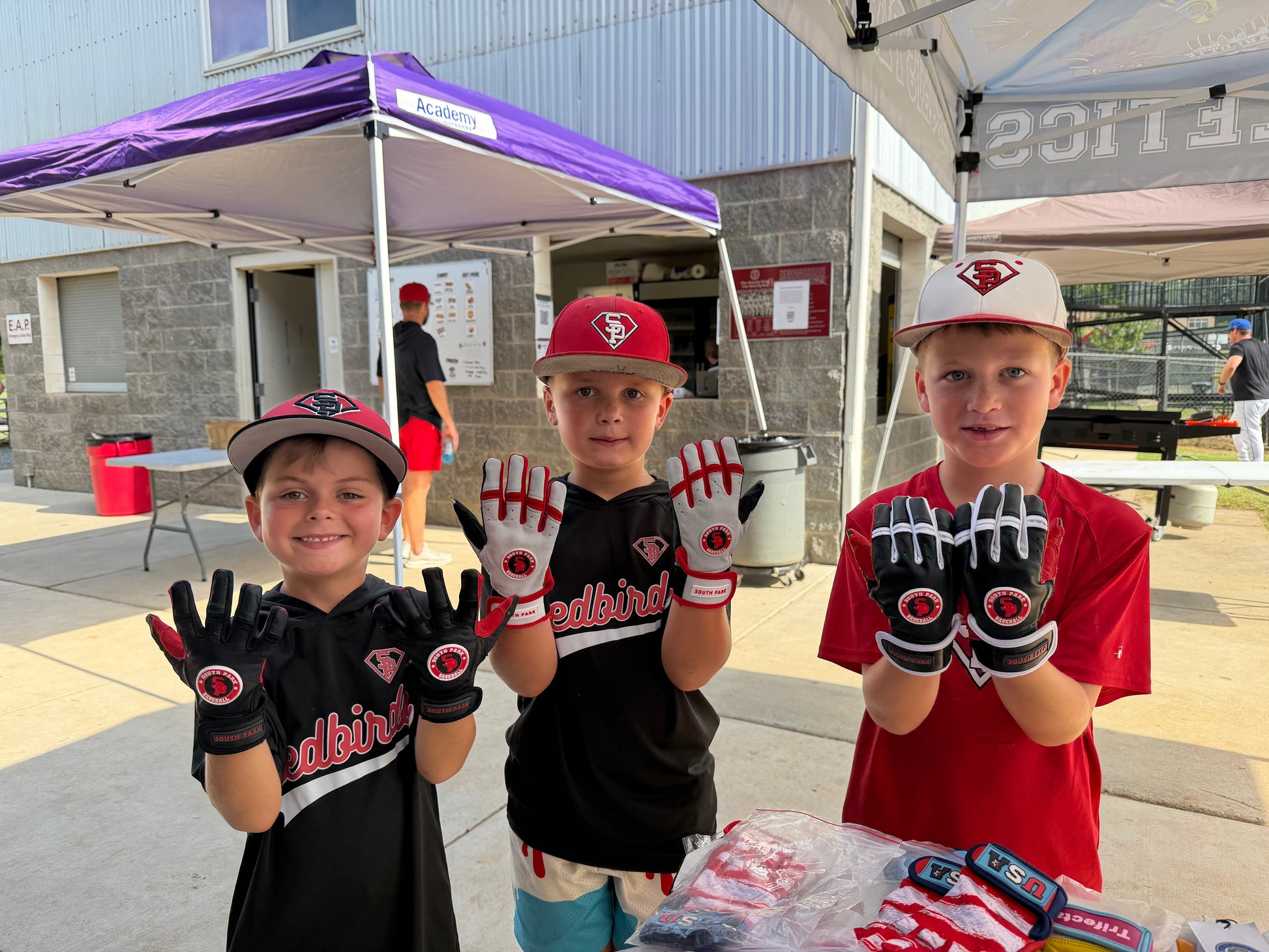 South Park baseball gloves with leather front, neoprene cuff, and custom prints for enhanced durability and comfort