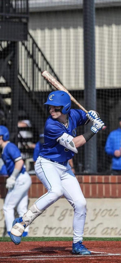 Charlotte Christian Baseball glove with leather front, flexible Lycra back, and shock-absorbent stitching for durability and comfort