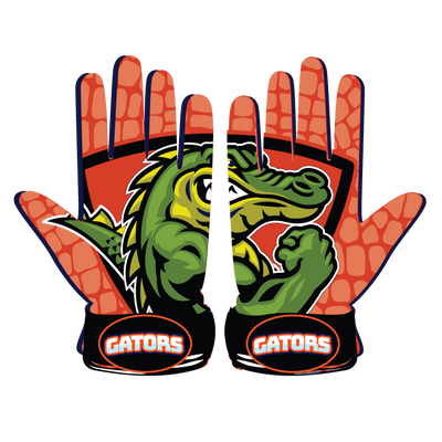 Gator Pond 1 Glove with gator design, leather front, neoprene cuff, flexible spandex back, and reinforced stitching for durability and shock absorption