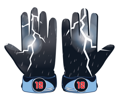 Thunderstorm led glove by Trifecta with lightning design, leather front, neoprene cuff, and shock absorbent threading