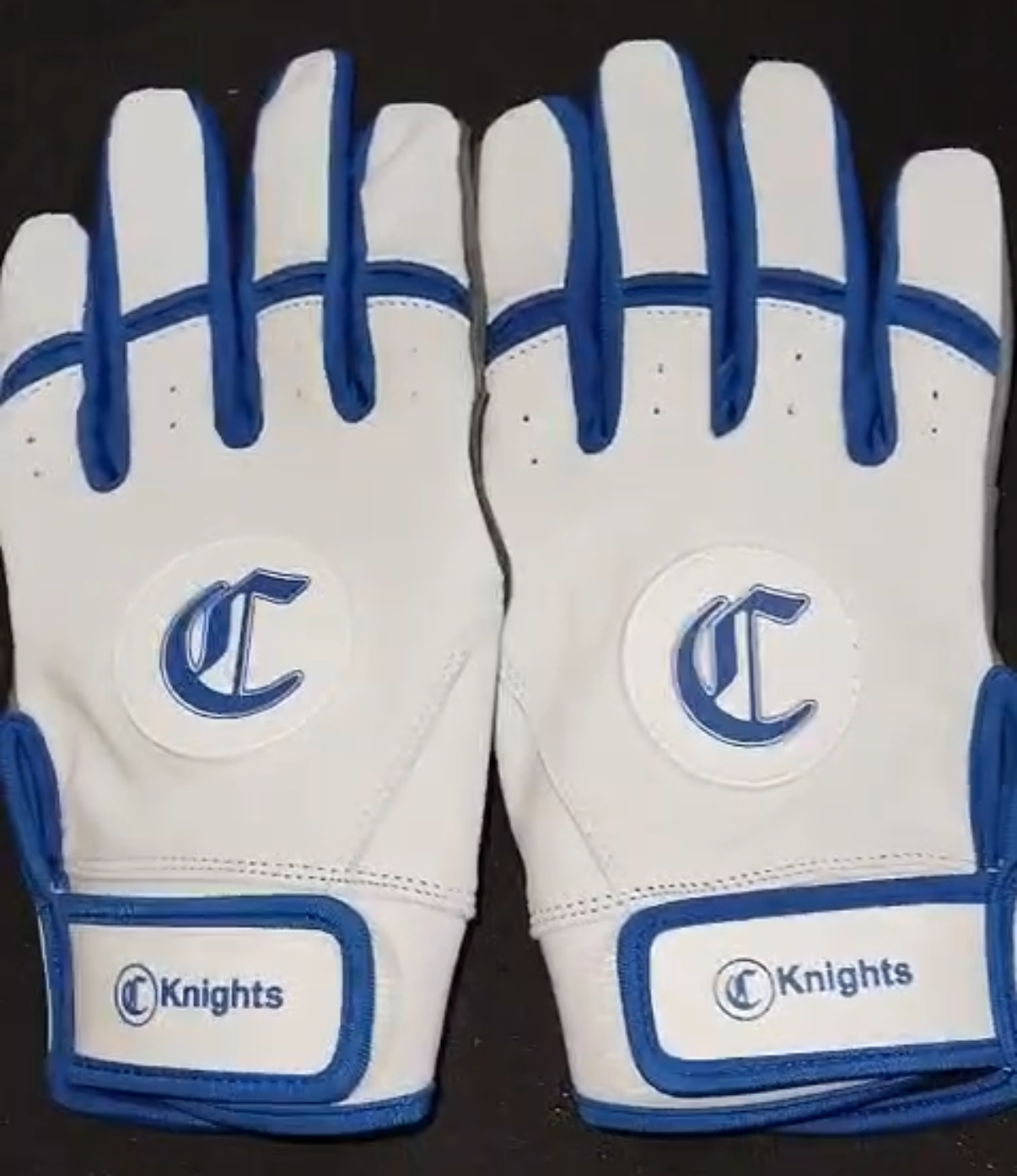 Charlotte Christian Baseball glove with leather front, breathable Lycra back, and neoprene cuff for comfort and durability