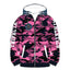 wild rose 1 camouflage polyester fleece fabric hoodie with front zipper and hood
