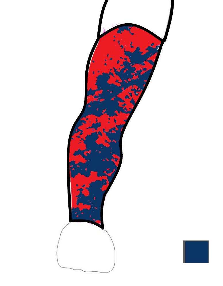 Red and navy blue sublimation arm sleeve with abstract pattern for performance and UV protection