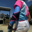 Baby blue and Pink Blood Vein Burst sublimation arm sleeves with UV protection and moisture-wicking fabric